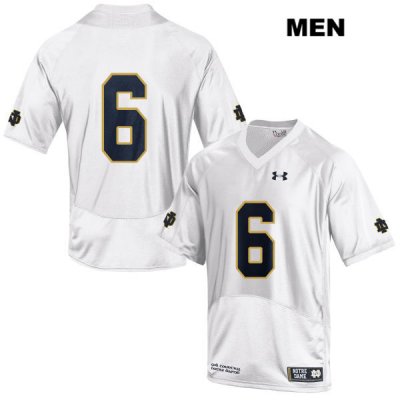 Notre Dame Fighting Irish Men's Tony Jones Jr. #6 White Under Armour No Name Authentic Stitched College NCAA Football Jersey ABT8899SW